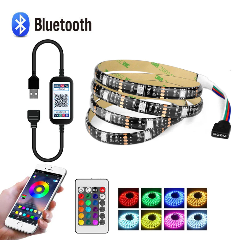 Voyant USB Strip Light coloré RVB SMD 5050 DC 5V Ruban de lumière LED Flexible bande APP TV étanche Éclairage de fond