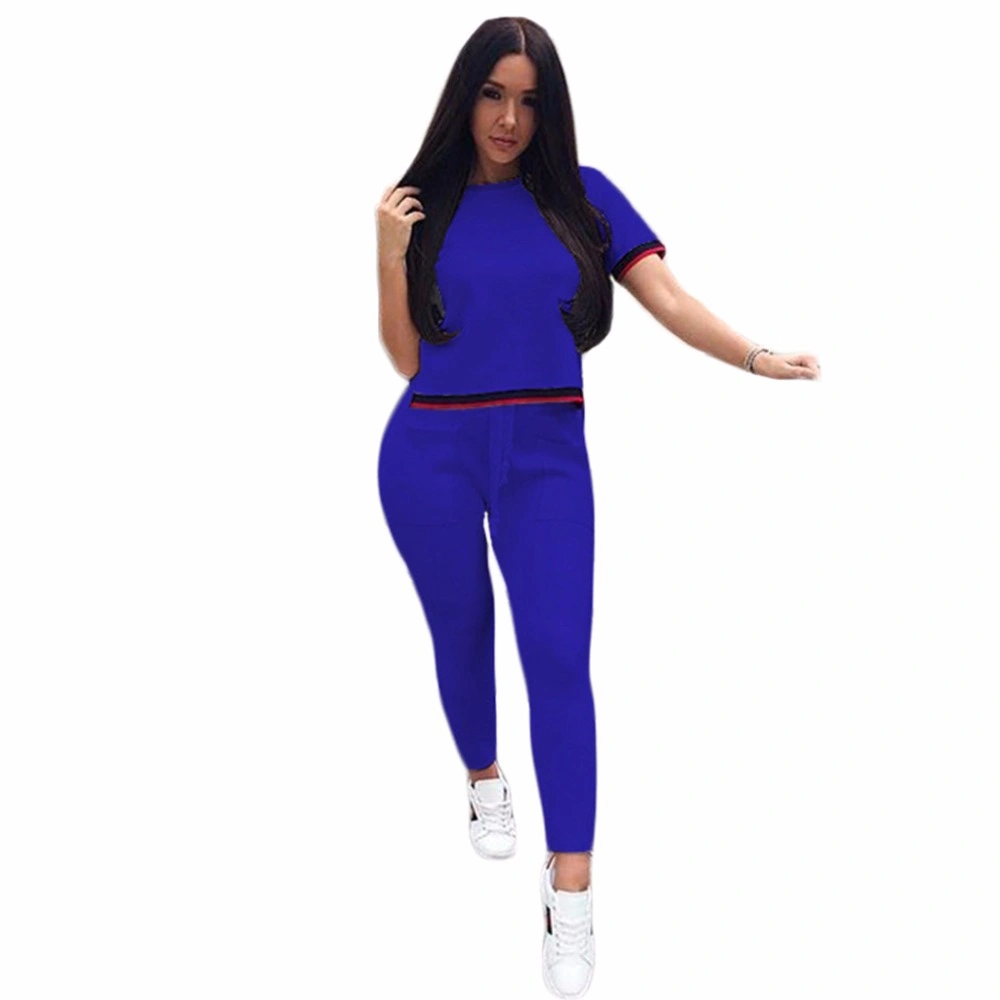 Summer Clothing Custom Logo Different Colors Women Short Sleeves 2 Piece Tracksuit Dress Suit Sportswear