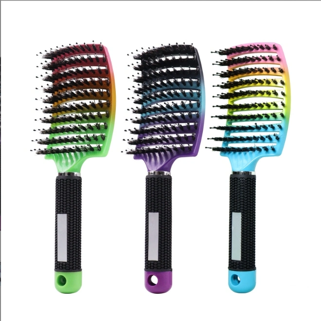 Customized Logo Hollowed-out Scalp Massage Comb ABS Detangling Vent Shower Hair Brush Wet Curly Detangle Hair Brush for Salon Barber Hairdressing Styling Tools