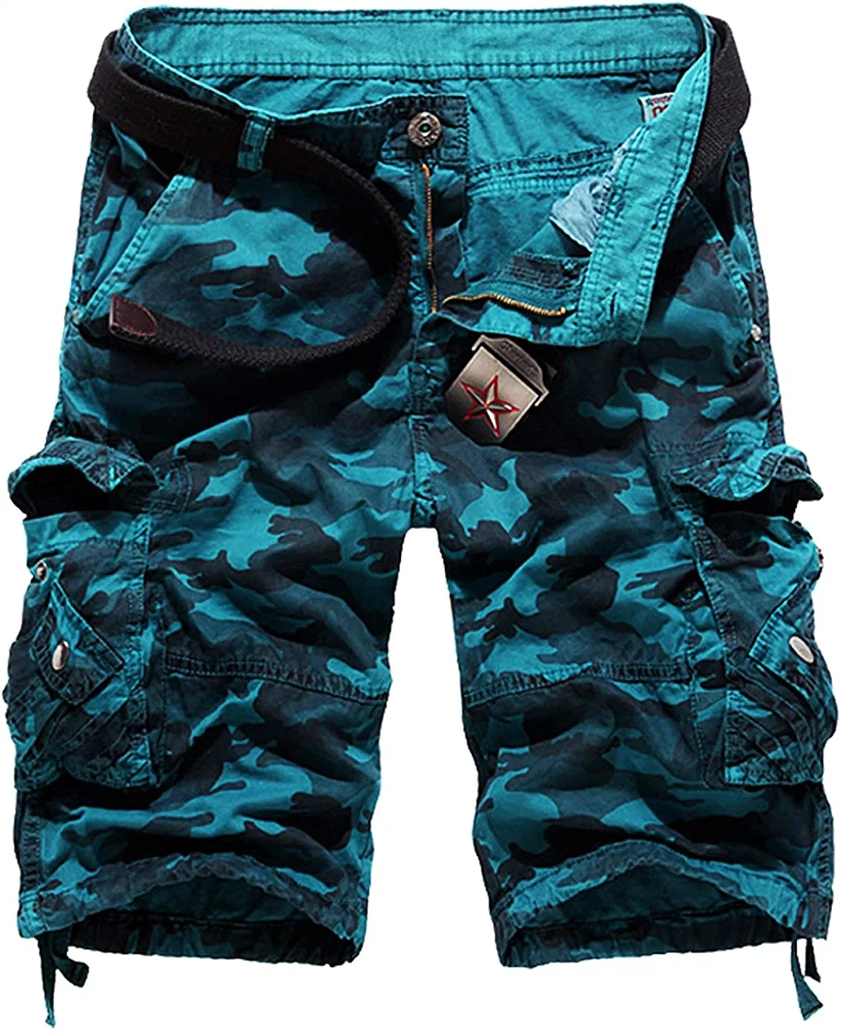 Colocar Comouflage relajado al aire libre Camo Cargo Shorts para hombres