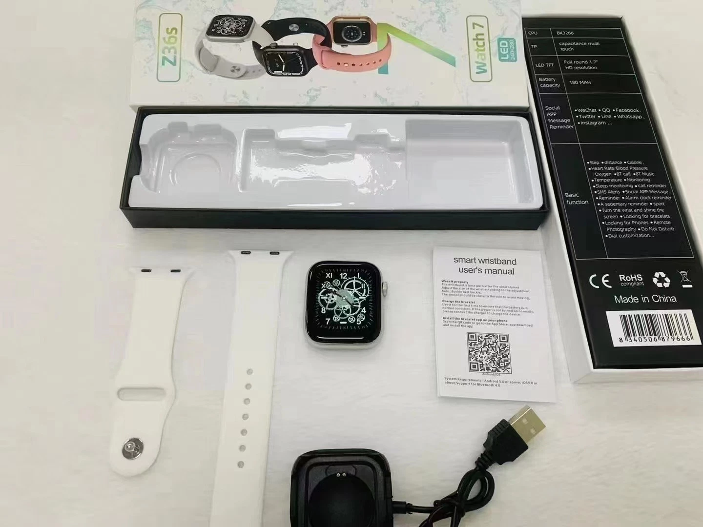 Z36s la pantalla grande el botón de girar el botón de envío doble impermeable con plástico Smartwatch