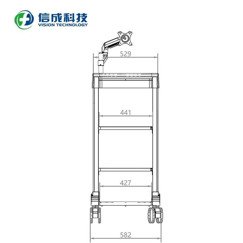 Hospital Equipment Support Trolley Cart for Endoscopy Surgical Monitoring System