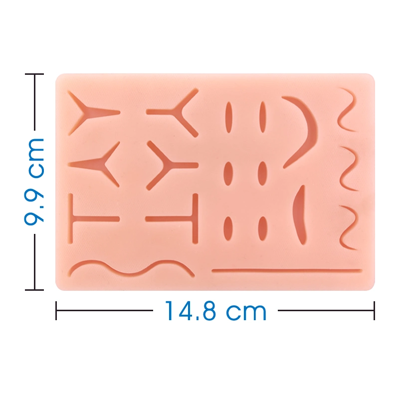 Modelo de sutura de almohadilla de entrenamiento para sutura práctica de enfermería médica Simulador de piel de silicona de la escuela