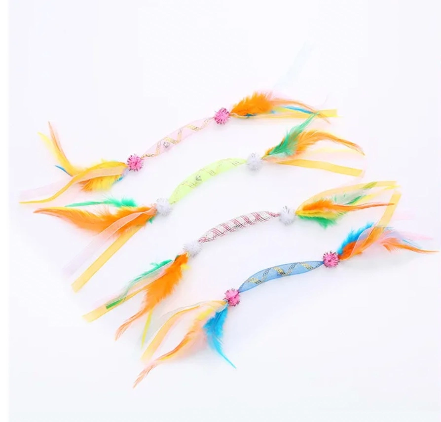 Factory Direct Sales Multi Color Long Tube Interactive Cat Feather Toy