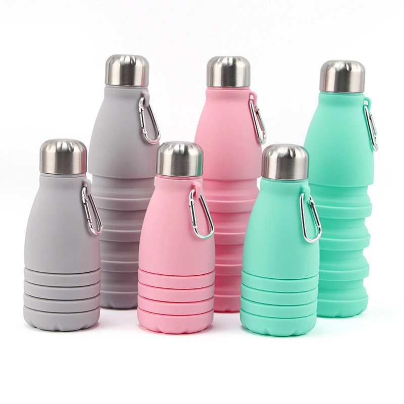 Promotional 550ml Collapsible Water Bottle Food Grade Silicone Sports Water Bottle