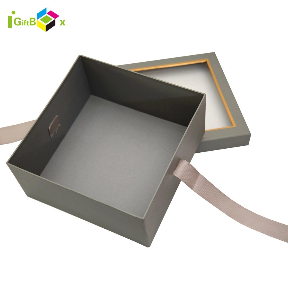 Custom Lid and Base Gift Paper Cardboard Packaging Box with Window Clear Plastic PVC