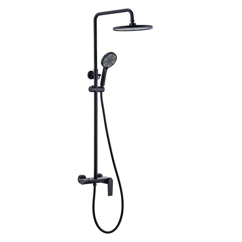 Matt Black Exposed Thermostatic Shower System Bathroom Rain Shower Set with Adjustable Hand Spray