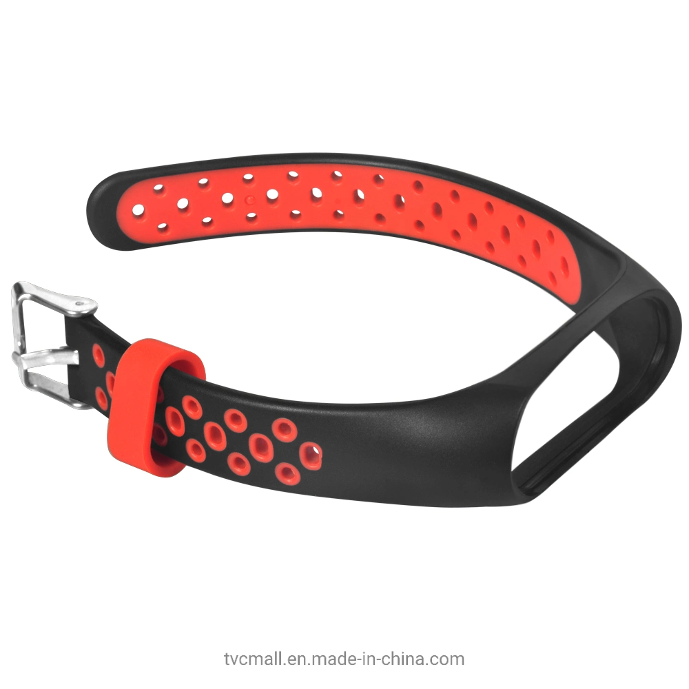 Dual Color Silicone Smart Bracelet Replacement Strap for Xiaomi Mi Smart Band 4 - Black / Red