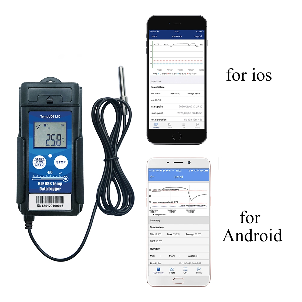 Wasserdichter drahtloser USB-Temperatur-Datenlogger Bluetooth für Transporttemperatur Schreiber