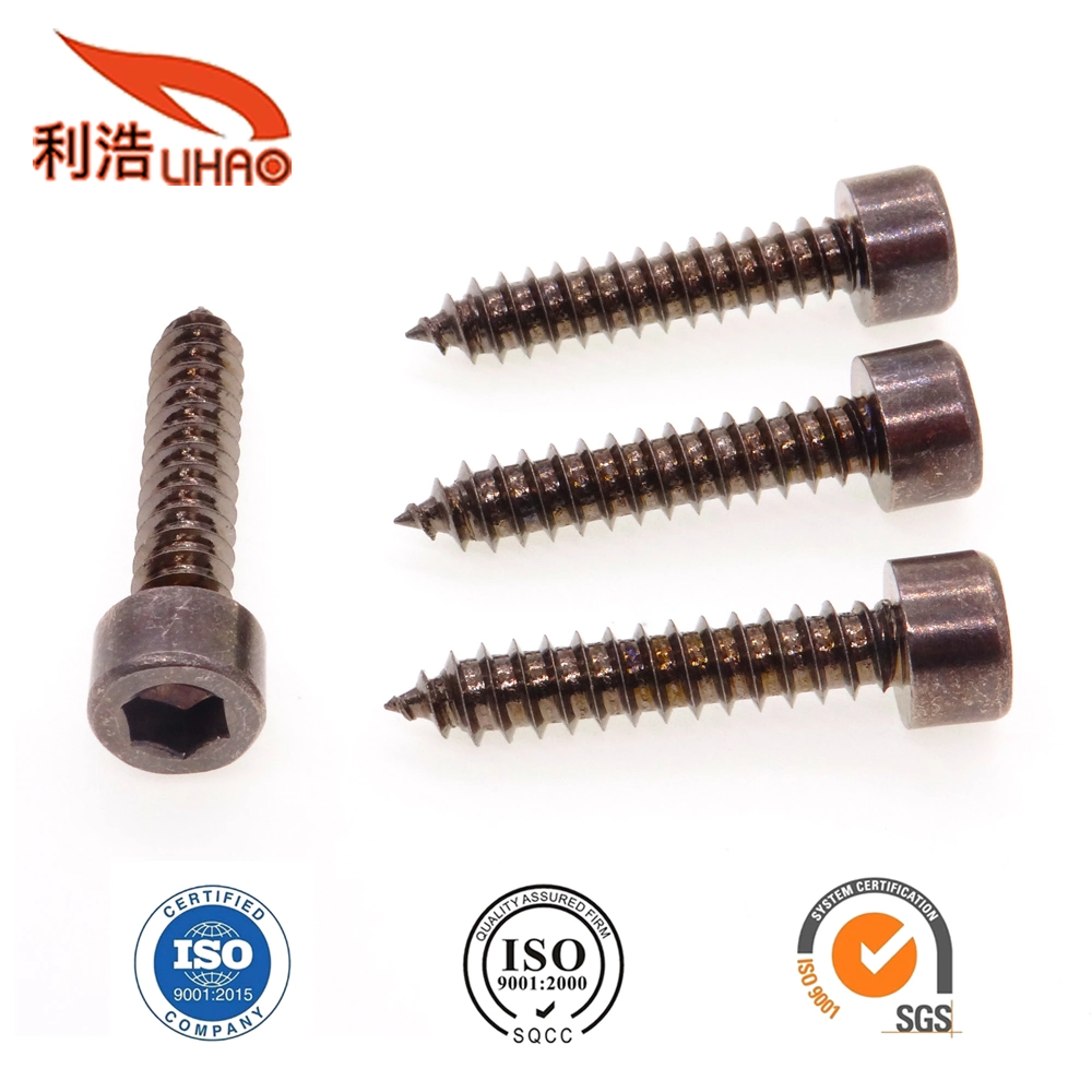 St6*30 Black Nickel-Plated Carbon Steel Hexagon Socket Fillister/Cup Head Self-Tapping/Wood Screw