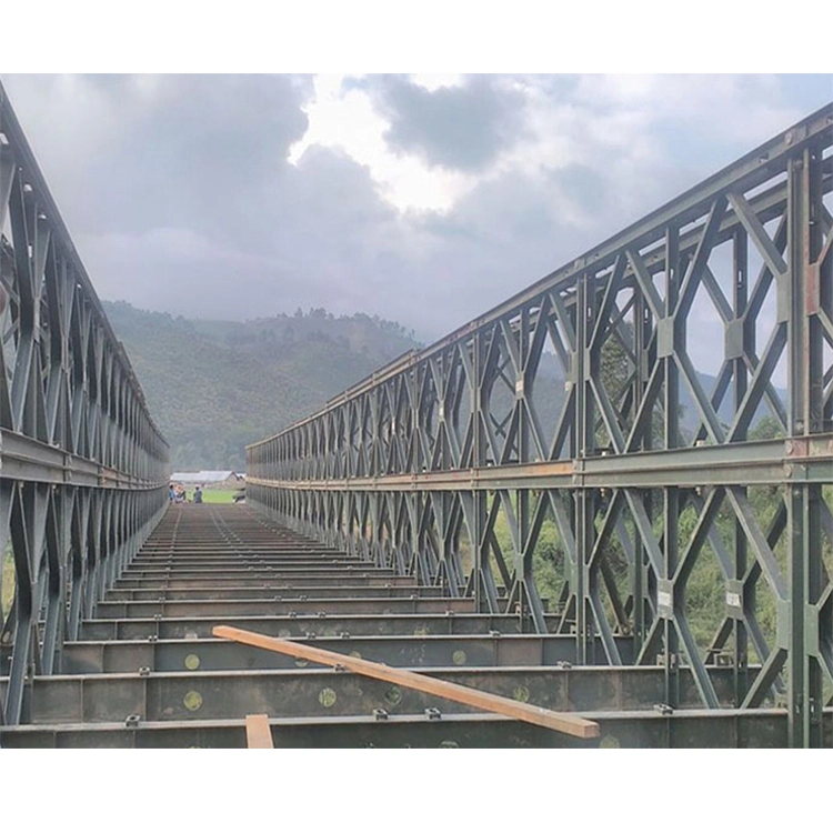 Portable Metal Panel Beam simple/Doble capa estilo militar Galvanized Pedestrian Estructura de acero de Truss Bailey Bridge