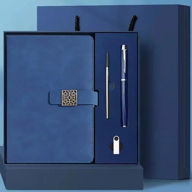 Luxury PU Leather Business Card Holder Notebook Journal and Pen Gift Set