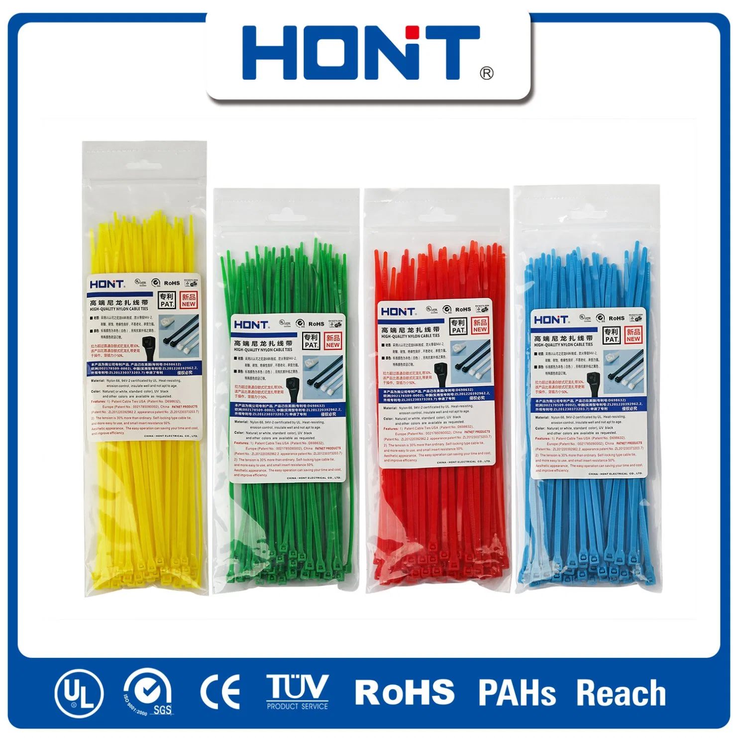 100PCS/Bag 94V2 Hont Plastic Bag + Sticker Exporting Carton/Tray Ss Strap Cable Tie