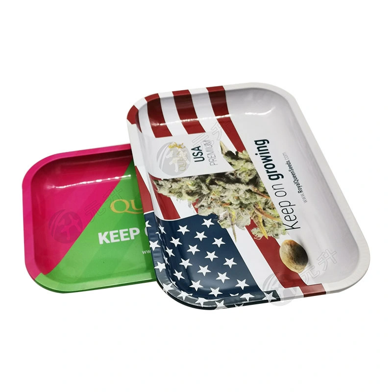 Vente en gros Custom High Quality Smoking Accessories Métal Tin Square Blank Plateaux roulants Sublimation 3D porte magnétique plateau roulant pour tissage Ensembles