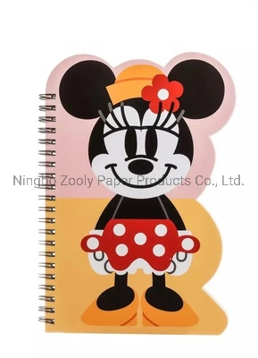 Die Cut Form Doppel Metall Spirale Customized Design Cartoon Notebook Für Werbegeschenk geformte Notizblock