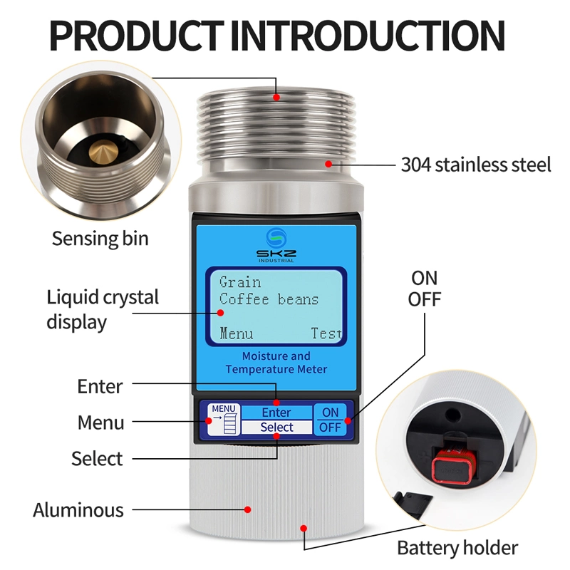 Portable Grain Moisture Meter Corn Moisture Meter Tester Humidity Temperature Meter