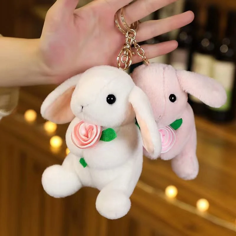 Artificial Bunny Plush Pendant Cute Little White Rabbit Doll Keychain Doll Backpack Hanging Gift