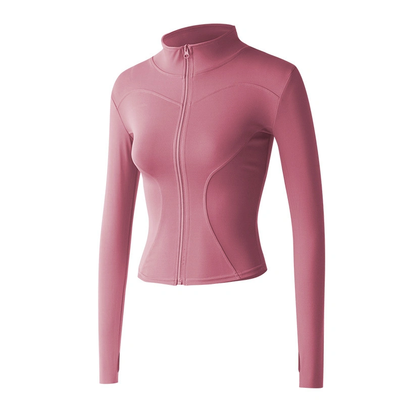 Women Running Jacket Coat Quick-Drying Tight Sports Top Long-Sleeve Fitness Yoga Wear