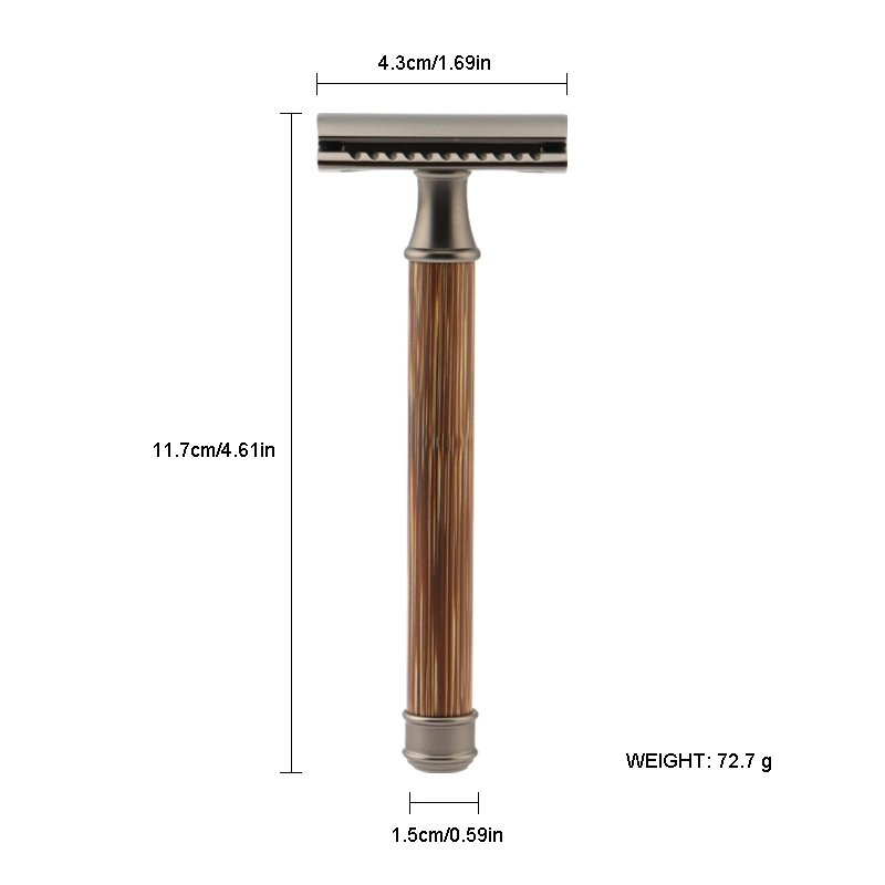 D670 Eco friendly asa de bambú Classic Double-Edge navaja de afeitar de seguridad de 3 piezas