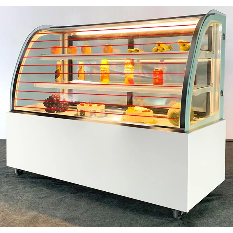 OEM Bakery Equipment Fan Cooling Glass Sliding Door Display Stainless Steel Cake Refrigerator Display Cabinet Fridge Showcase