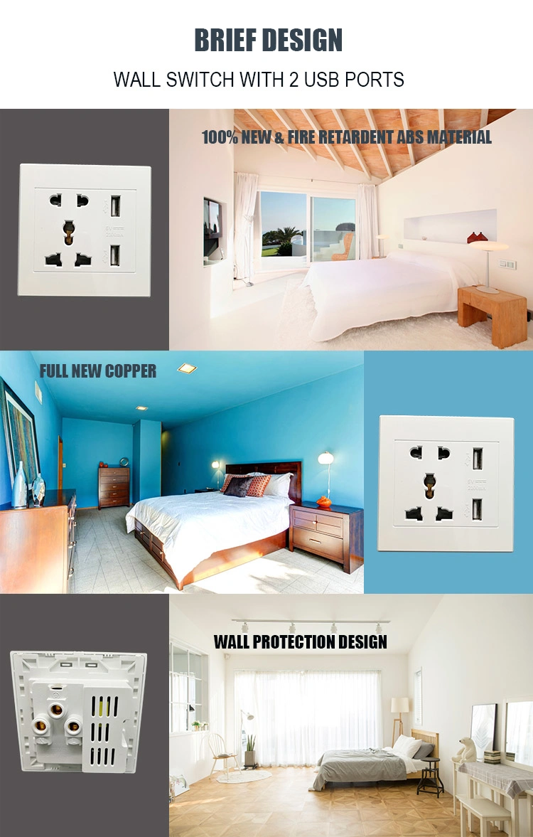 Two Way Wall Switch Socket with Standard Grounding