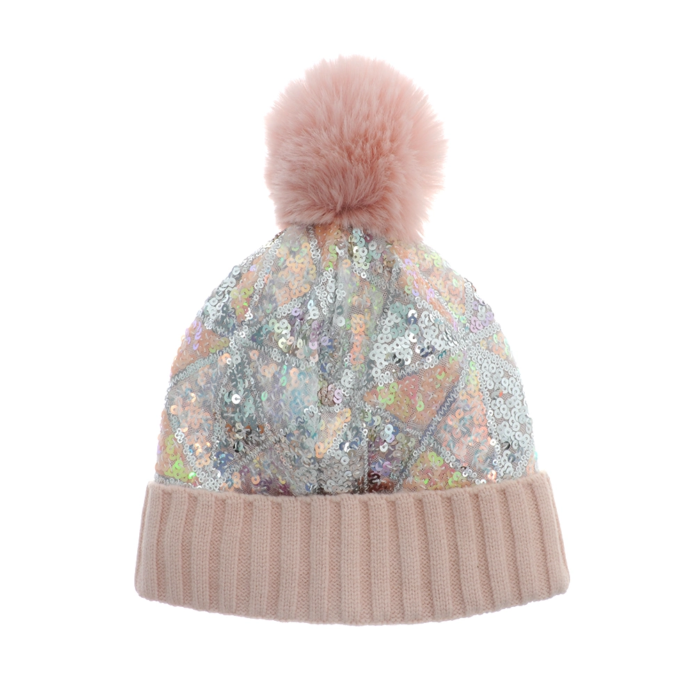 Custom Knitting Beanie Glitter Winter Woven Hat for Women