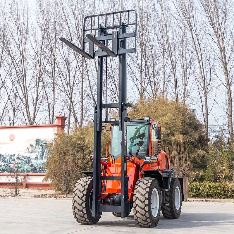 Carro elevador hidráulico 4x4 Diesel de 4 m utilizado no transporte em estrada