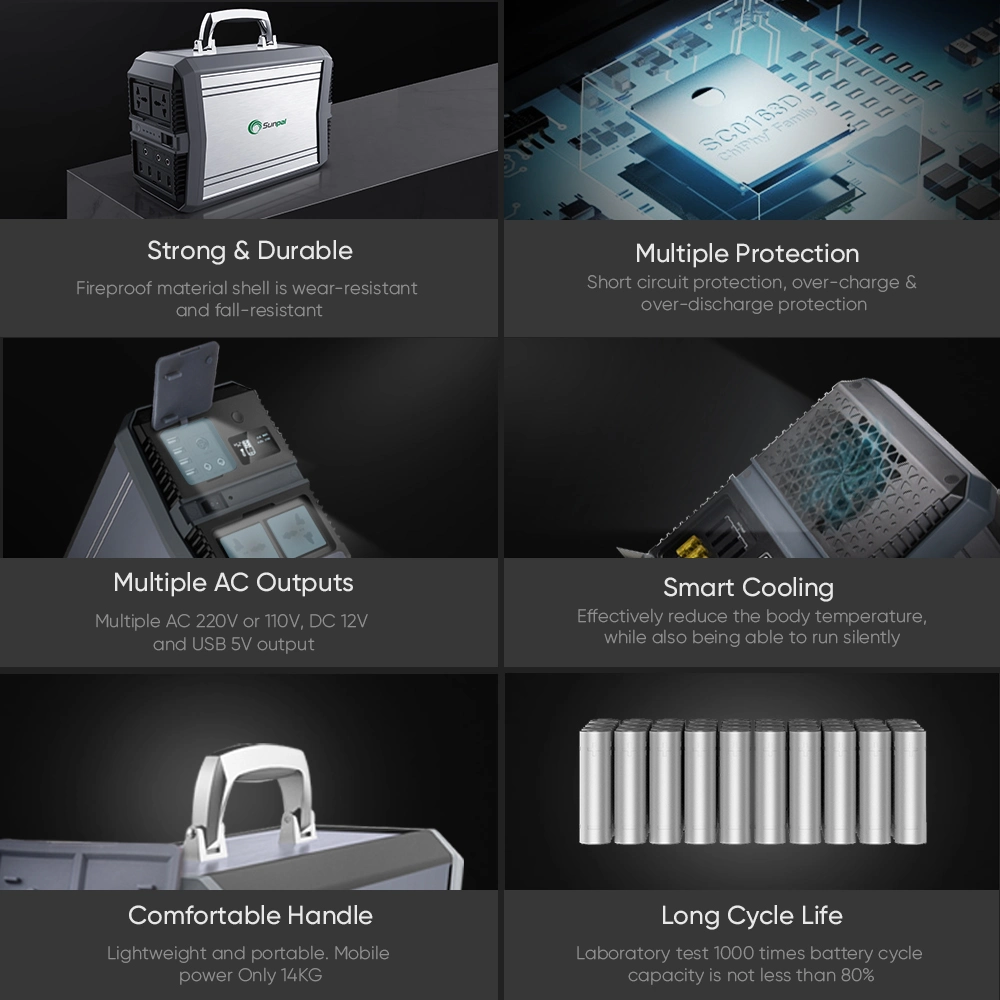 Más alta calidad de 1500W de energía solar Generador Portátil de copia de seguridad de la estación de carga de energía de emergencia&amp;220V 50/60 Hz