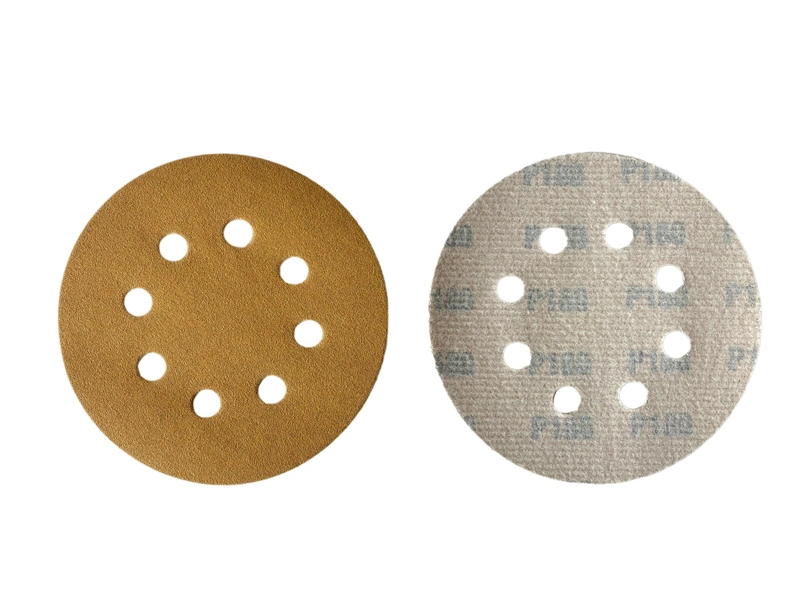 5-Inch 8-Holes Gold Yellow Sandpaper Alumina Oxide Sanding Disc for Paint Polishing