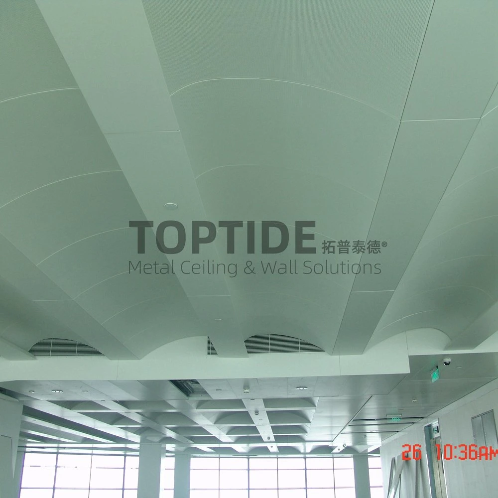 Building Soundproof Aluminum / Aluminium Arch Curved Suspend Pop Sound Ceiling