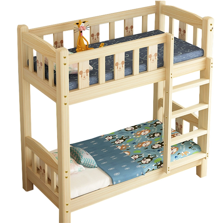 Made in China Kids Furniture Material Friendly OEM ODM Walnut Color Optional Modern Single Double Decker Bed Children Kids Solid Wooden Bunk Bed with Drawers