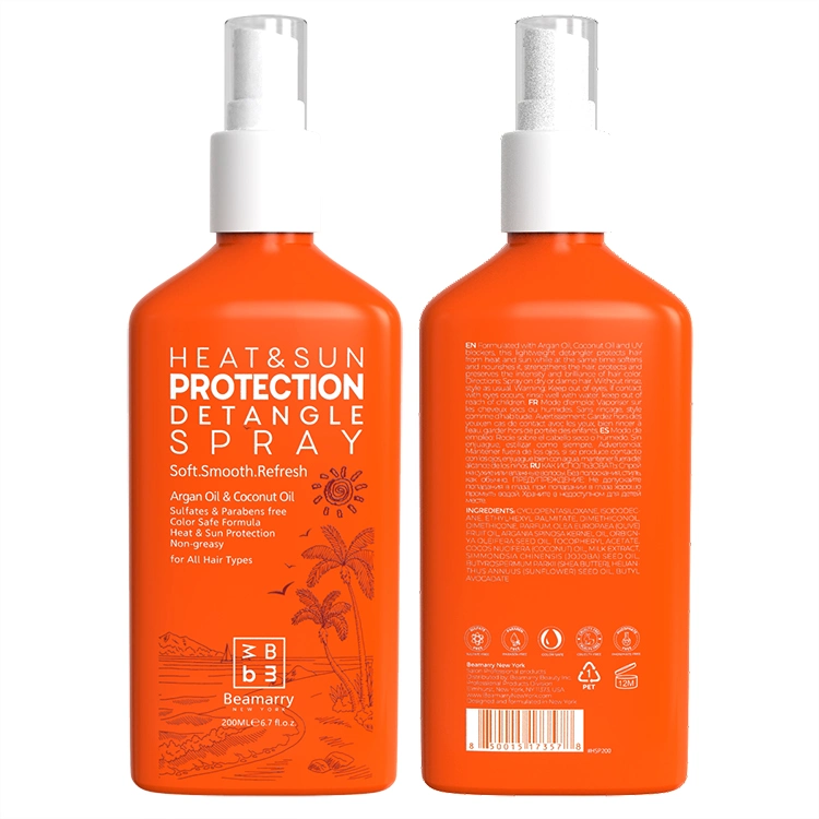 El calor Protectant Spray de etiqueta privada de protección térmica para el cabello alisado sedoso pelo de neblina de pulverización de Detangling