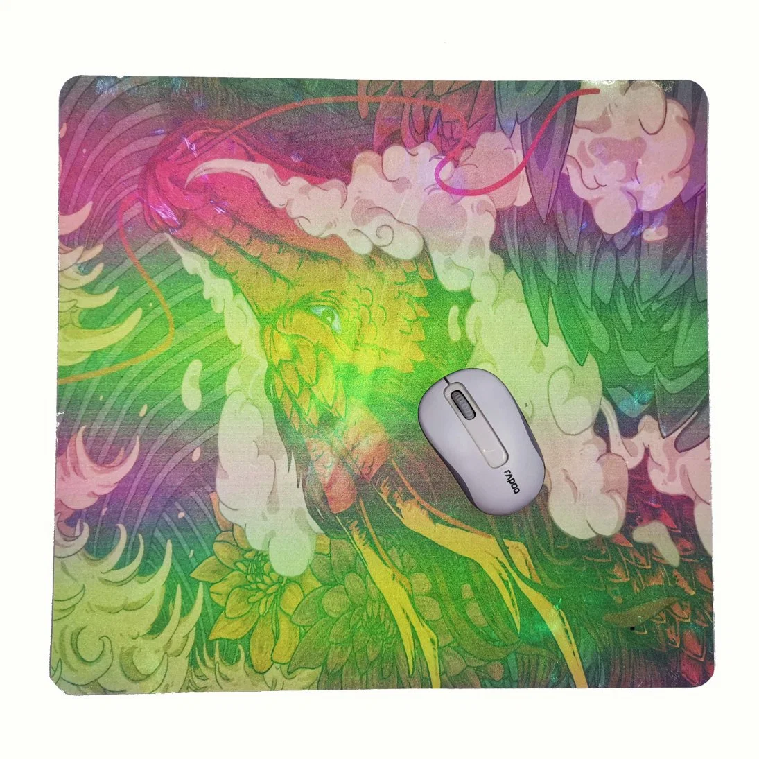 Custom Rainbow Color Printing Effect Glass Film Coated Computer Laptop Premium Liquid Proof Gaming Mouse Pad