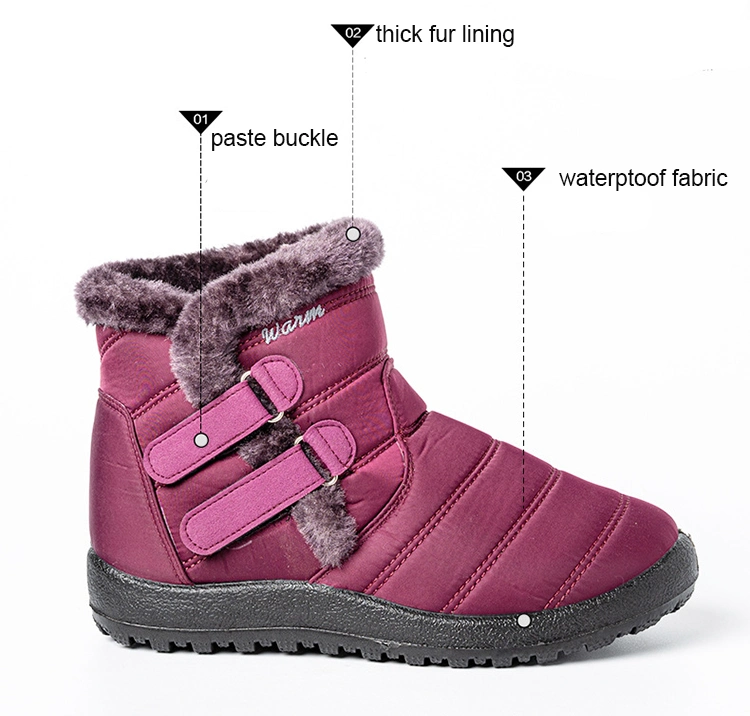 36-43 Fluffy Plush Calentador Fur Faux Cheap Zapatos impermeable Botas de nieve para mujer