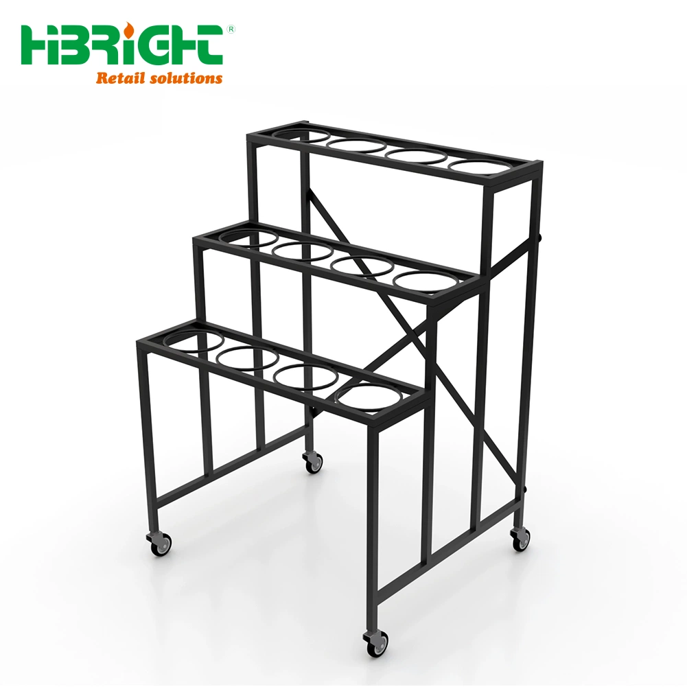 High quality/High cost performance  Metal Craft Flower Stand with Four Wheels