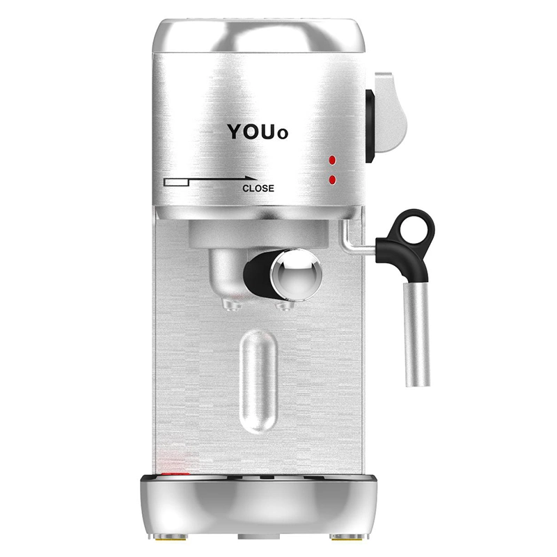 CE CB LVD EMC Approuvé 20 Bar Pompe Machine à Café Expresso Puissante 1400W Cafetière avec Arrêt Automatique, Plaque Chauffante, Boîtier en Acier Inoxydable, Contrôle de Température