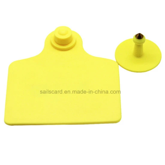 RFID 3m Range 80X70mm UHF Animal Ear Tag with/Without Laser Printing Number