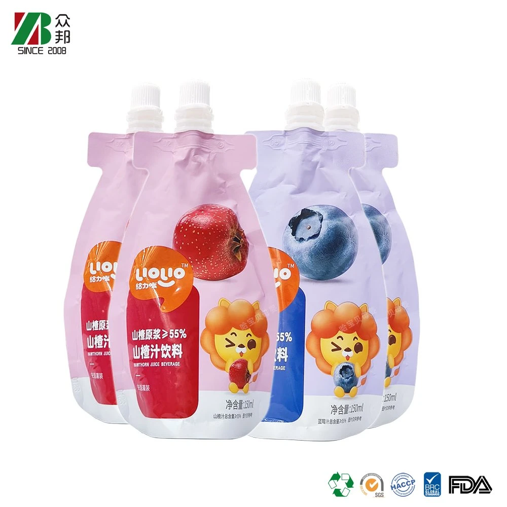 OEM Laminated Pure Raw Pressed Red Juice Hawthorn Pulp Drink Liquid Drink Packing with Spout