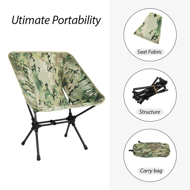 Kinggear Outdoor Portable Moon Chair Lightweight Camouflage Camping Chair Manufacturers Foldable Camping Chairs for Adults