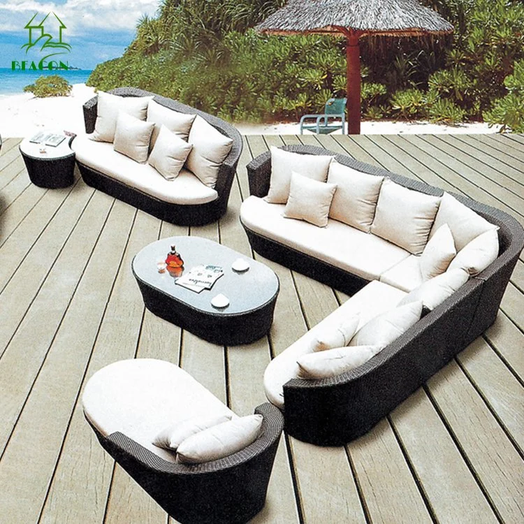 Garten Im Freien Große Terrasse Luxus-Möbel Weben Seil Runde Form Sofa-Set