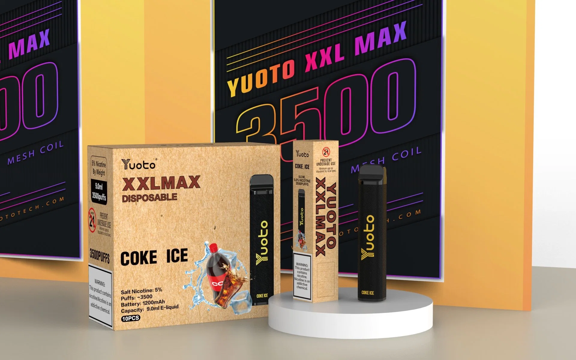 19 Flavors Yuoto XXL Max 3500 Puff 9ml Vape Juice 1200mAh Lithium Battery 0/2/5% Nicotine Mesh Coil Vapors