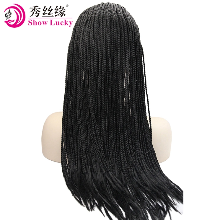 Top Quality 1b#Color Synthetic Braided Lace Front Wigs Heat Resistant Fiber Hair Wigs Premium Braid Wig for Afro Black Women