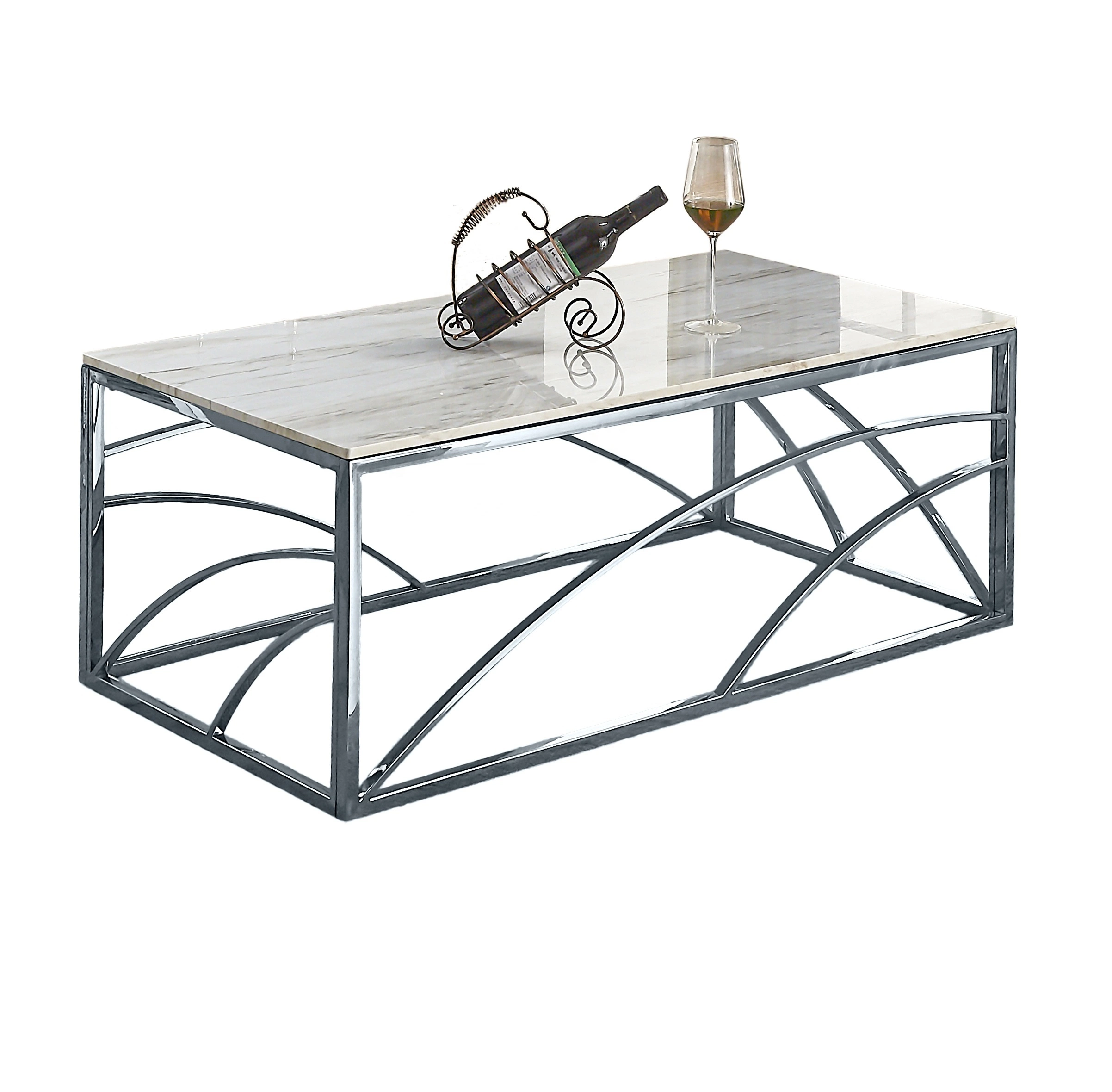 Wholesale/Supplier Home Dining Room Furniture Glass Marble Stainless Steel Dining Table Coffee Table for Living Room