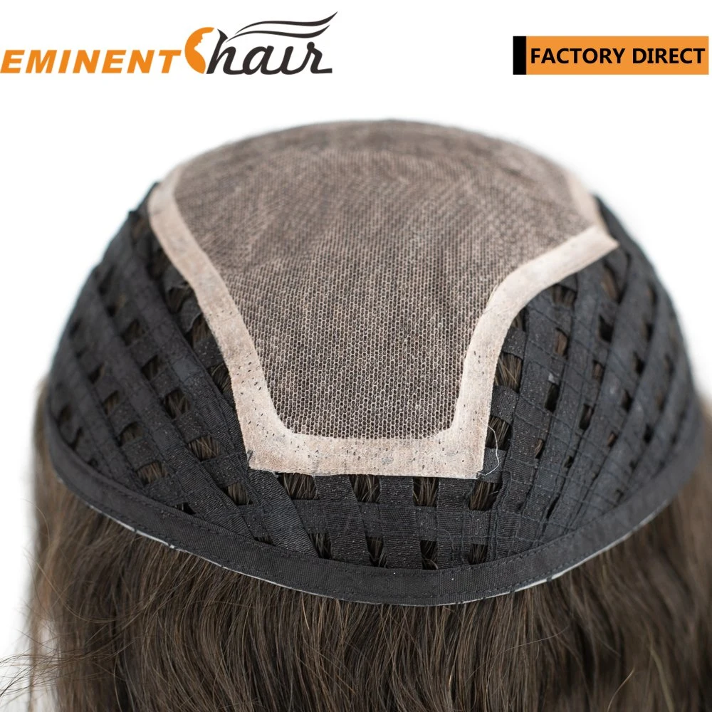 La integración de efecto natural Top de seda negra de onda corta el cabello humano mujer sistemas de cabello