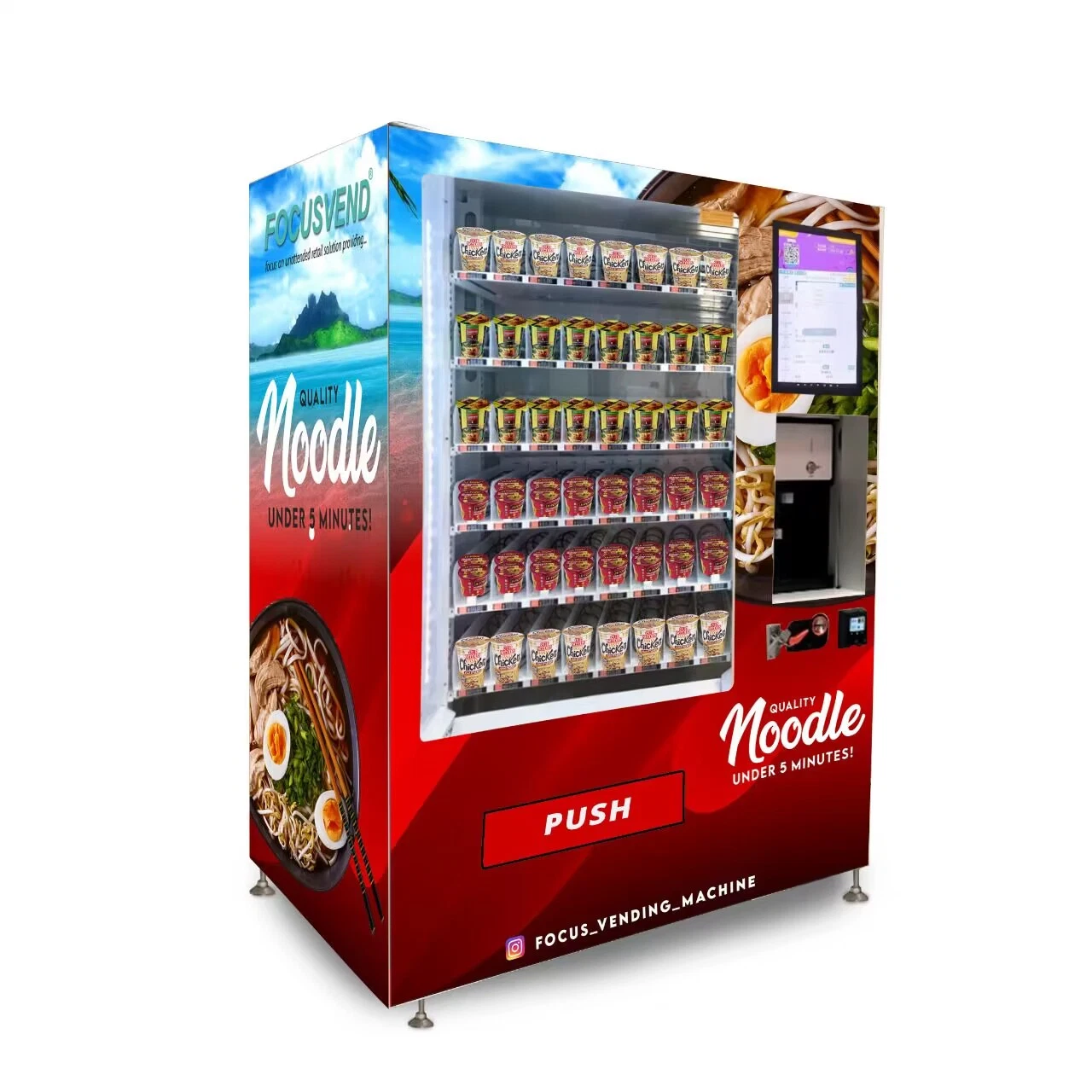 Best Seller Ramen Vending Machine with Hot Water Support Cards/Coins/Notes Payment