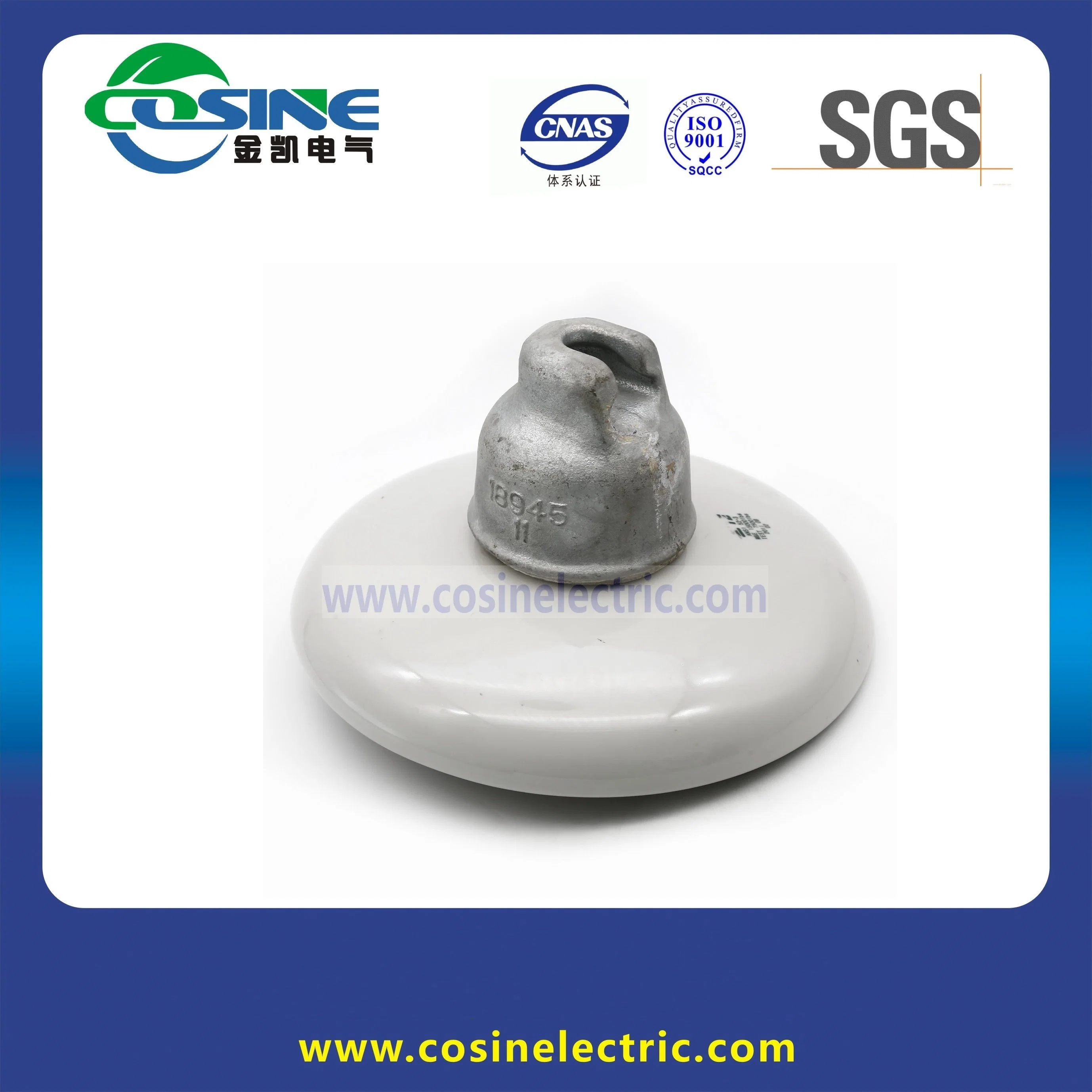 52-3 ANSI/52-5/52-8 tipo esfera e encaixe o disco de cerâmica Isolador de Suspensão