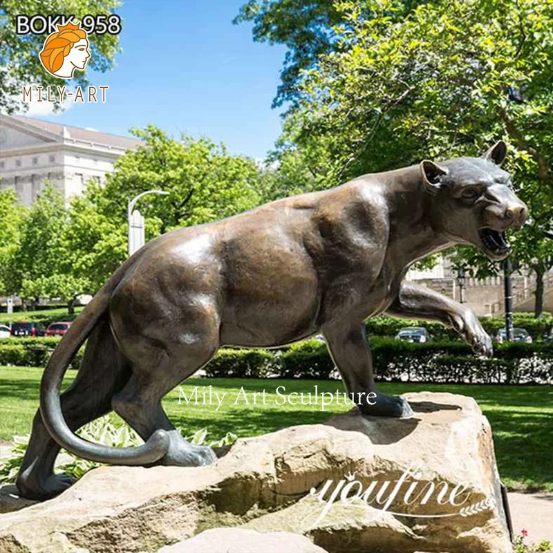 Jardín de esculturas personalizadas decorativos leopardo estatua de bronce