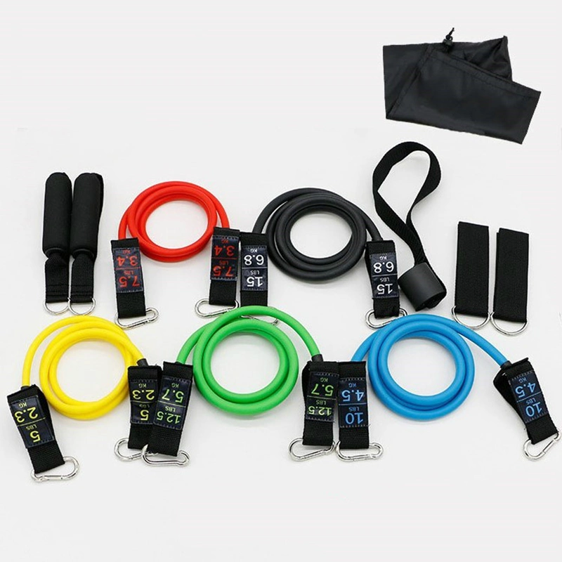 Sports Equipment with 5 Fitness Tubes Resistance Band Set Fitness Latex Elastic Rope 11 in 1 Wyz13204