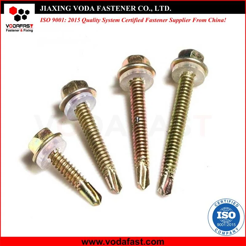 Vodafast Ss Carbon Steel Hex Washer Drilling Screw with Plastic Washer