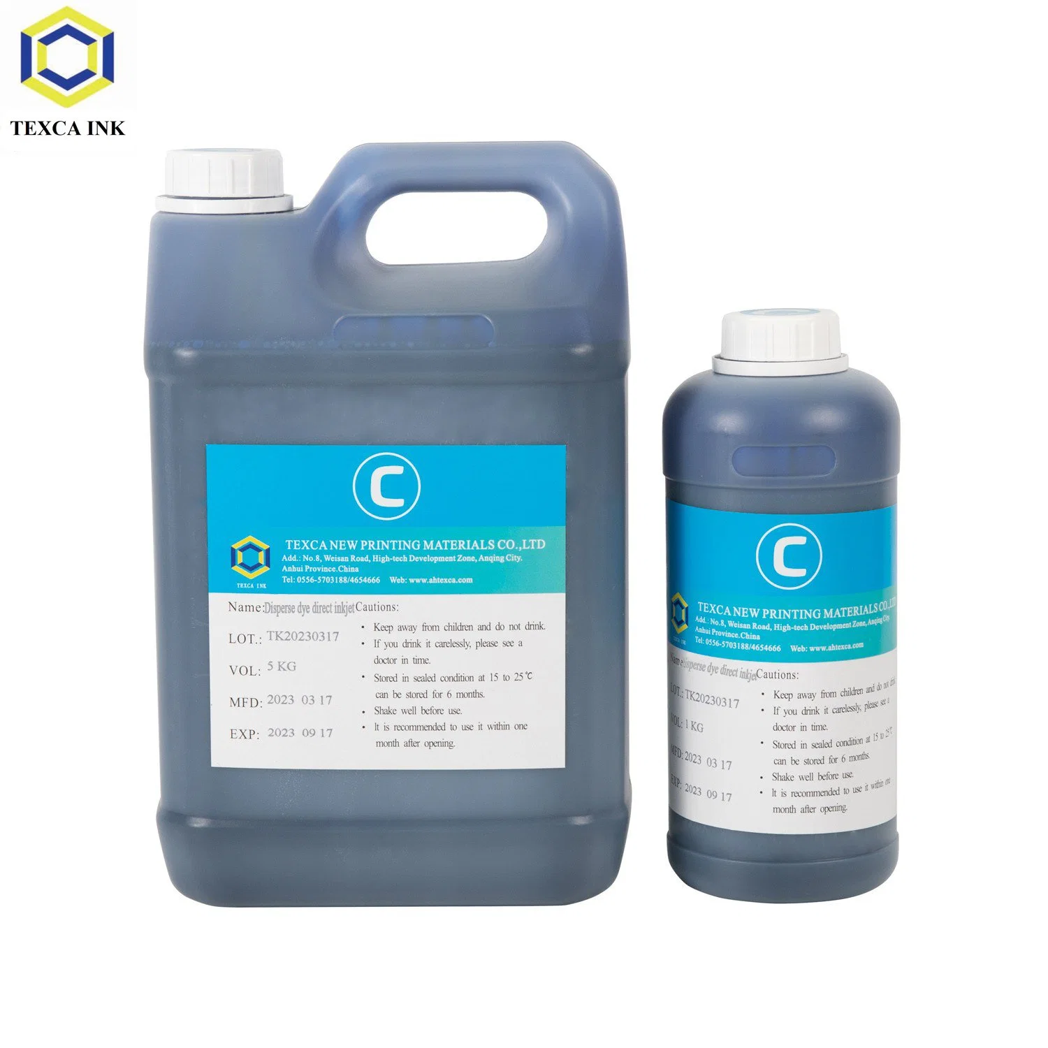 Disperse Direct Inkjet Dye Sublimation Ink Texca 1kg 5kg Cyan Bottle Digital Ink